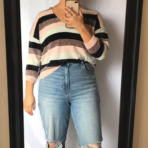 Express Sweaters - Dreamer Boho Cozy Knit Stripped Sweater